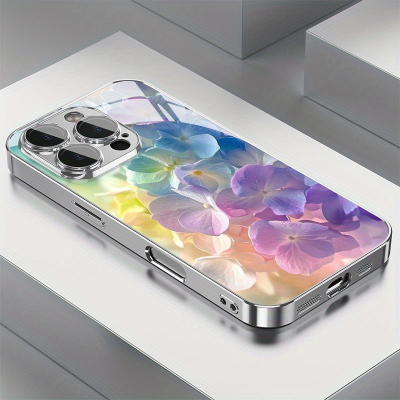 Screen Protector Film - Colorful Flower Patterned Electroplated Glass Mobile